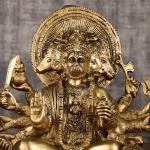 Pure Brass Superfine Panchmukhi Hanuman Blessing Statue 10" | Antique Finish | 4.8 kg Finely Detailed | Invoke Divine Blessings | 9" Width, 5" Depth